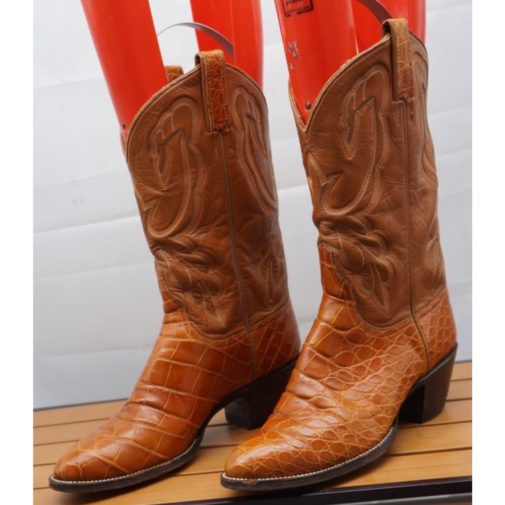 CUSTOM O'Sullivan Alligator Cowboy Boots Brown Size 9-9.5B